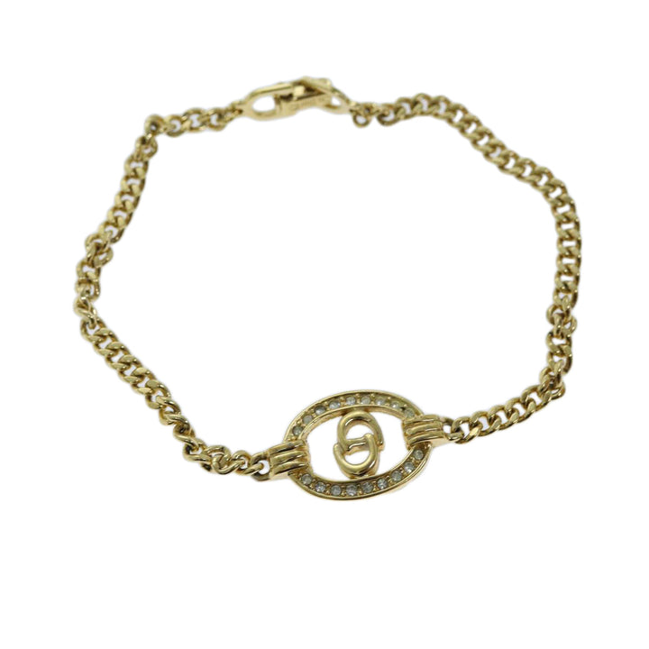CHRISTIAN Top quality Dior Bracelet Metal Gold Auth am6231