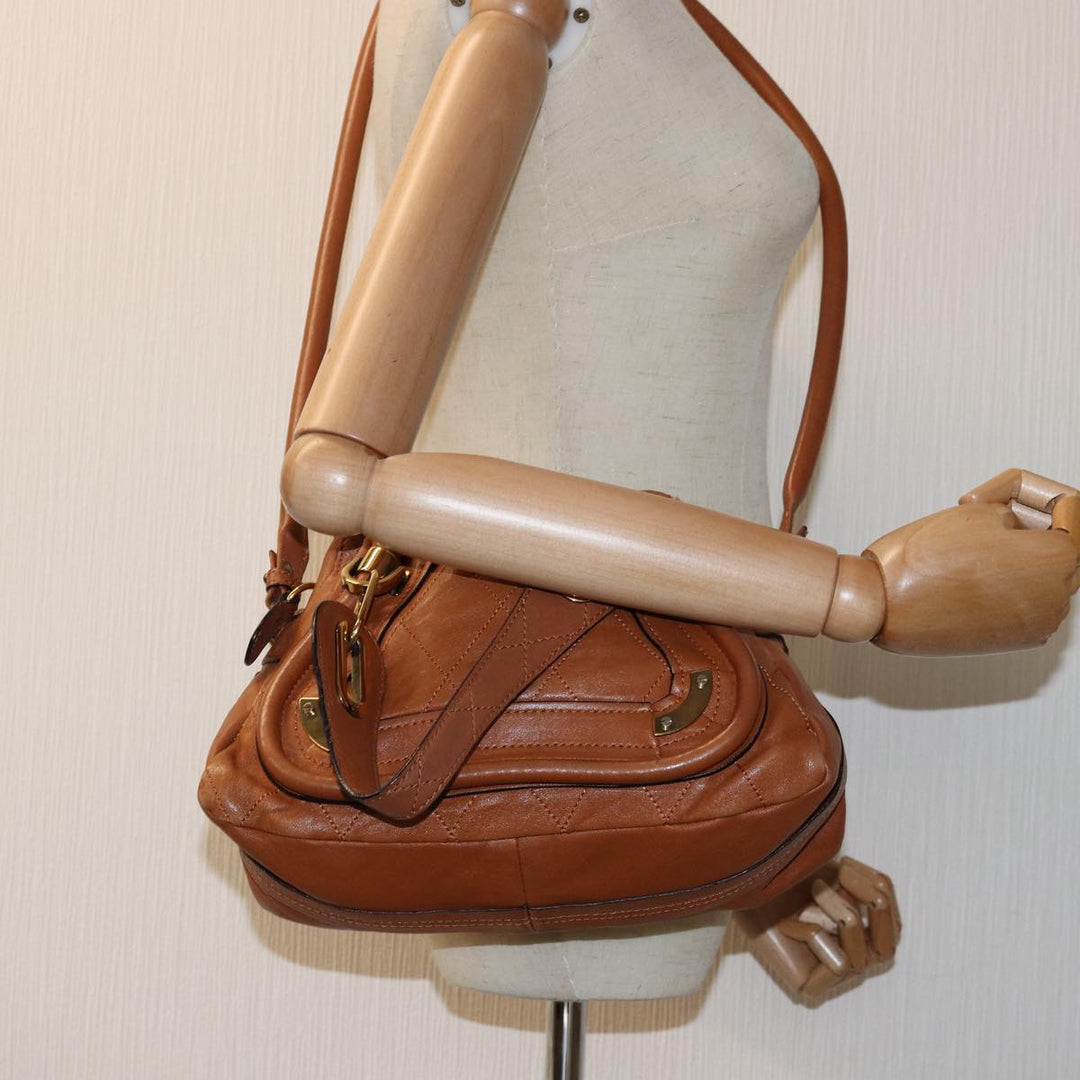 Chloe Paraty Hand Bag Leather 2way Brown am6238