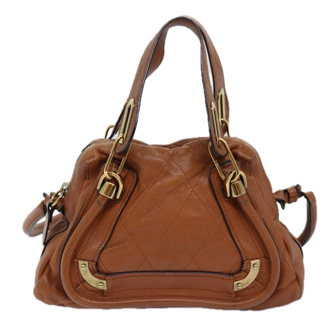 Chloe Paraty Hand Bag Leather 2way Brown am6238