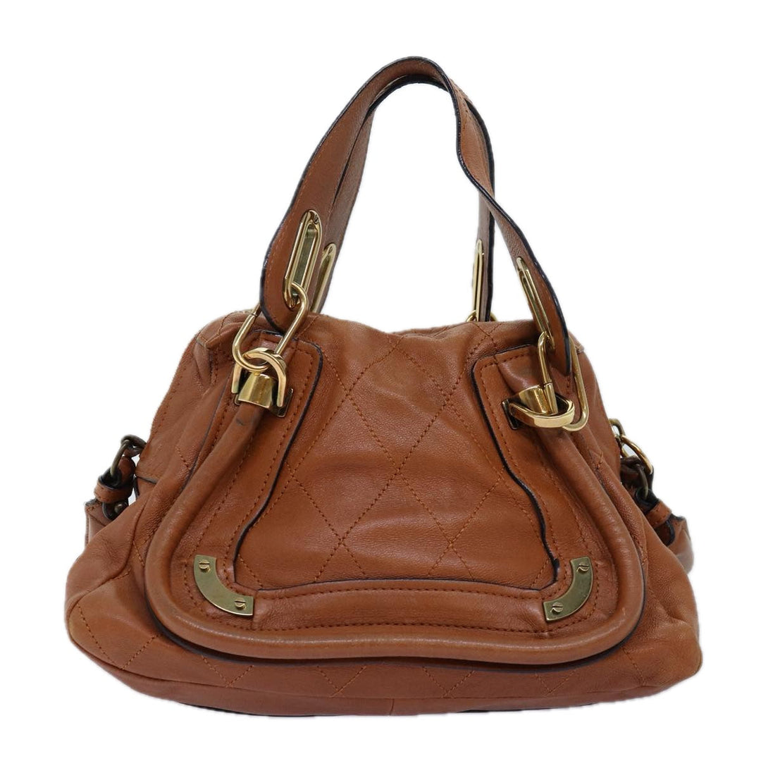 Chloe Paraty Hand Bag Leather 2way Brown am6238