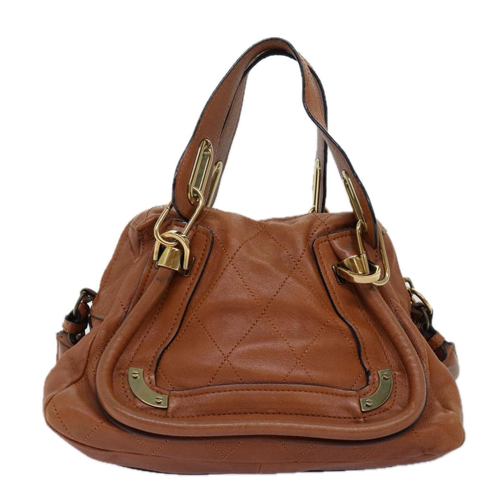 Chloe Paraty Hand Bag Leather 2way Brown am6238