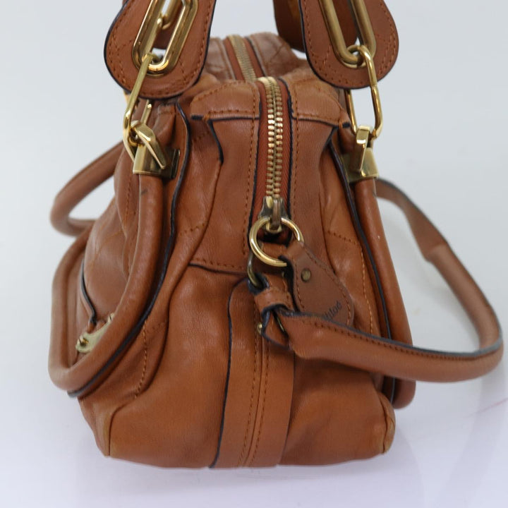 Chloe Paraty Hand Bag Leather 2way Brown am6238