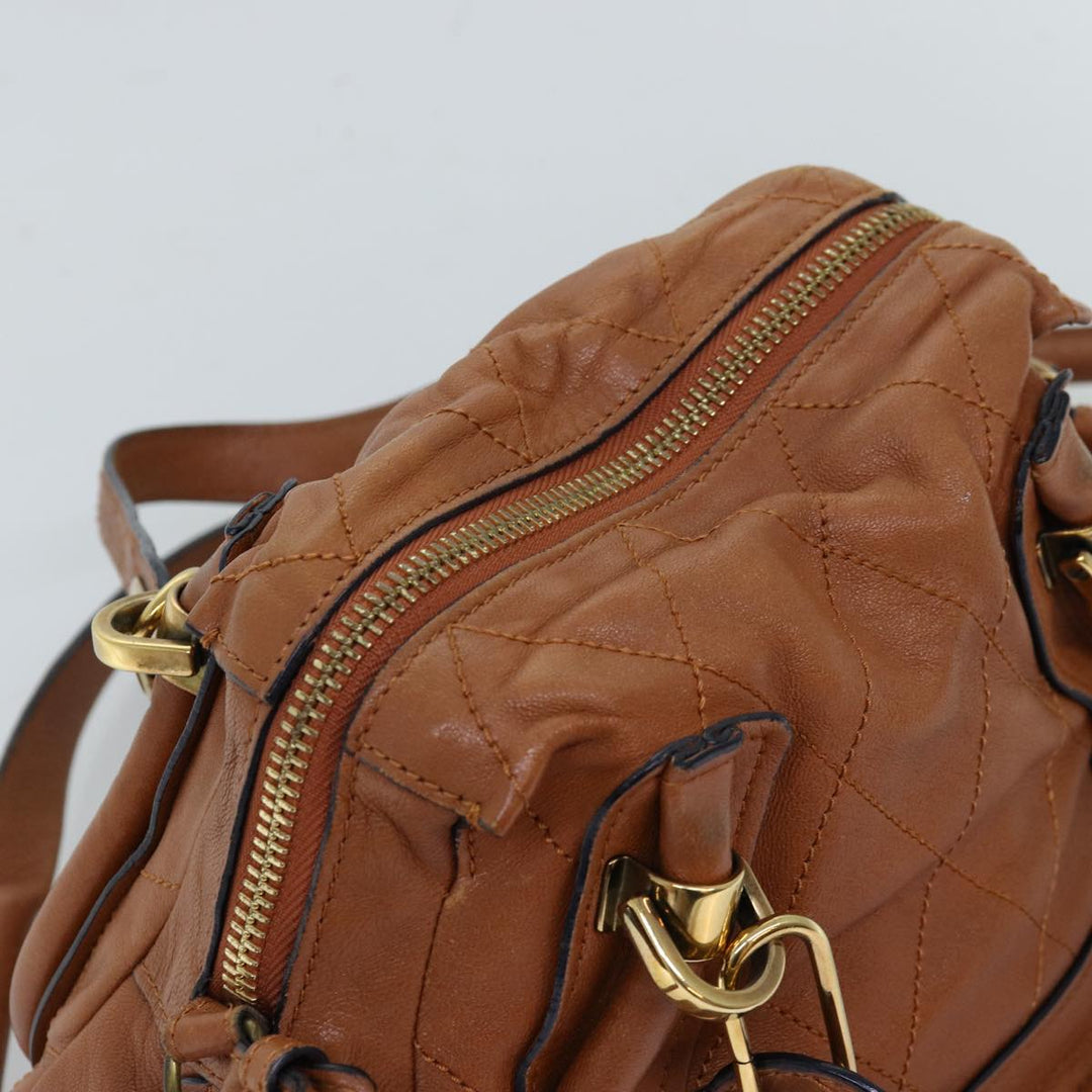 Chloe Paraty Hand Bag Leather 2way Brown am6238