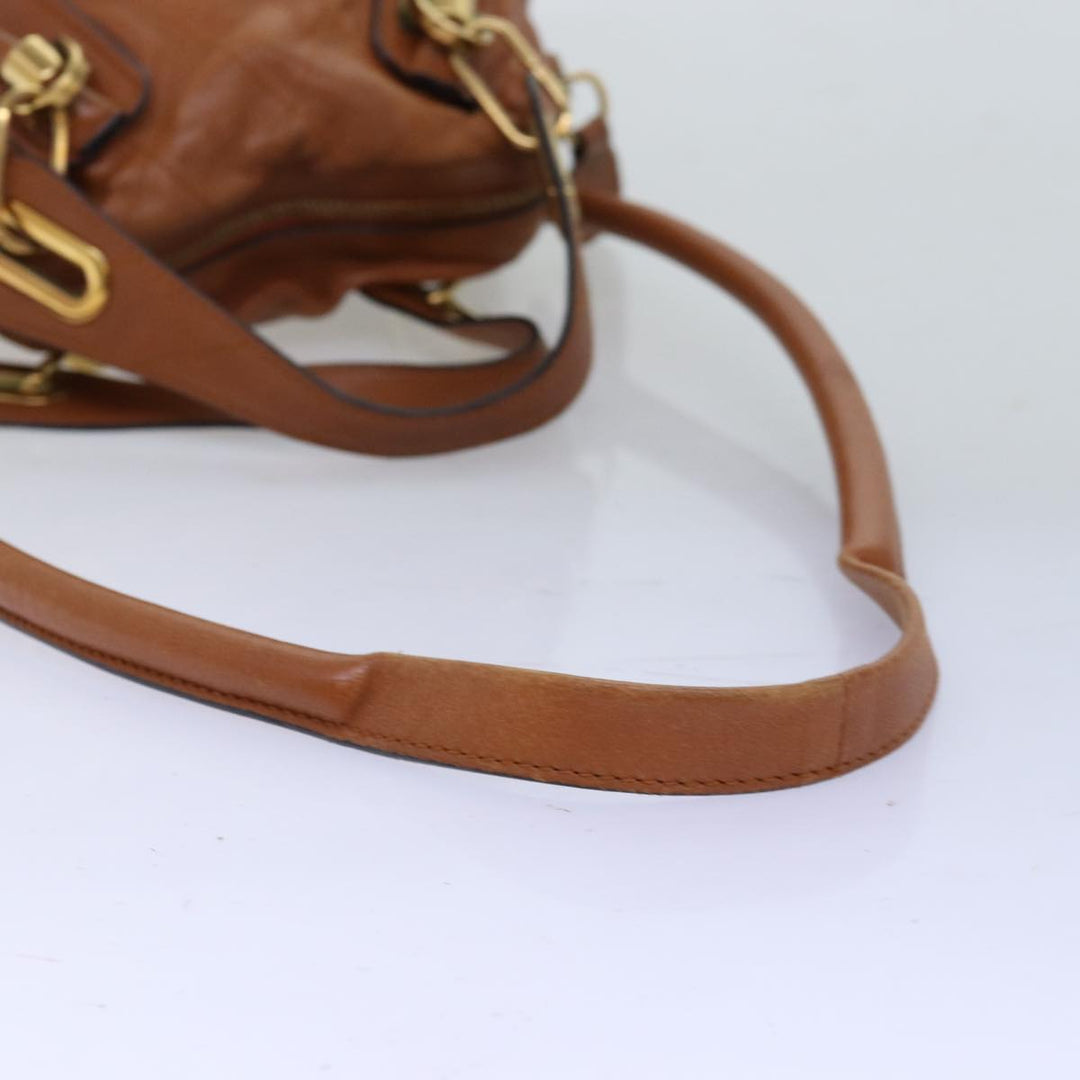 Chloe Paraty Hand Bag Leather 2way Brown am6238