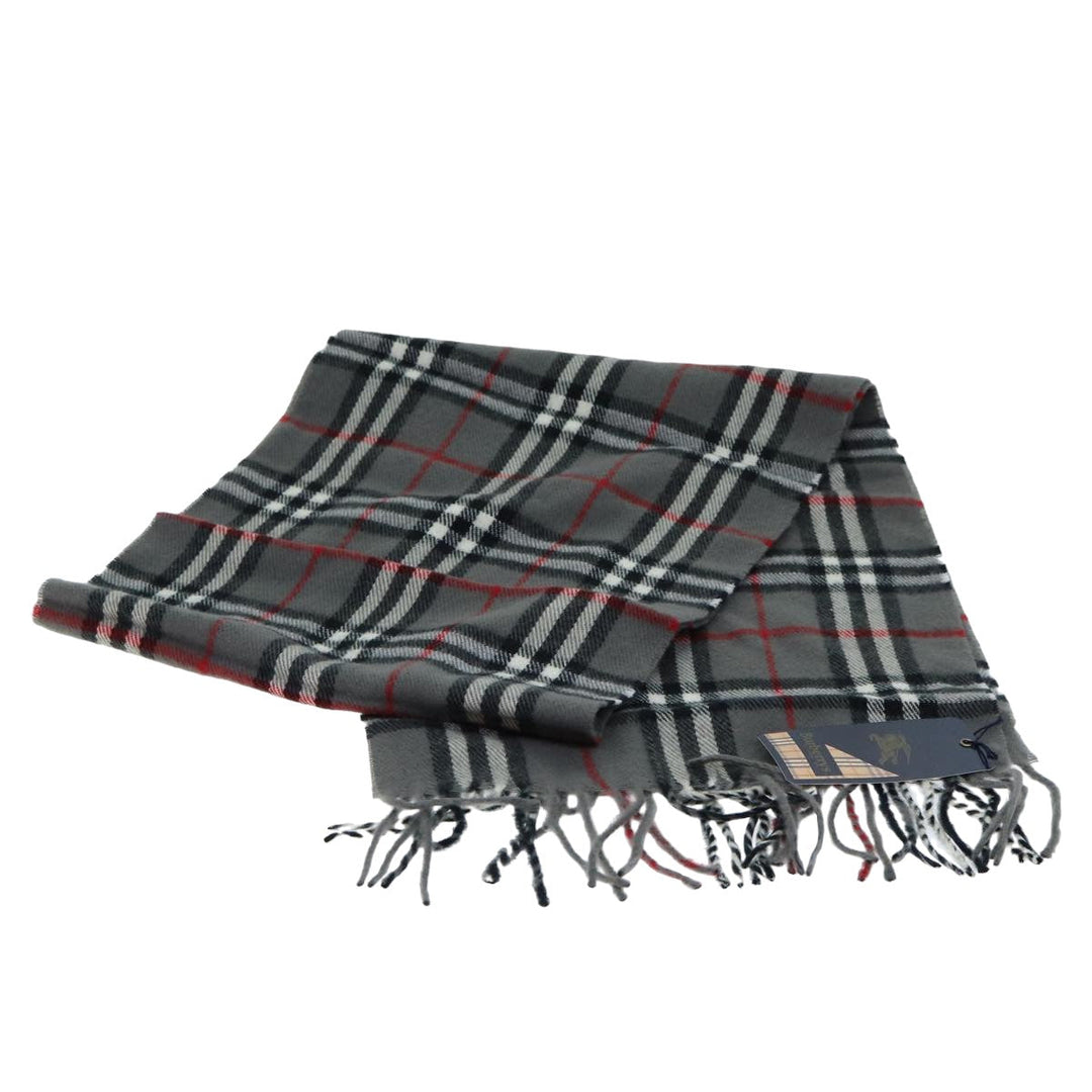 BurberrySs Nova Check Scarf Wool Gray Auth am6330