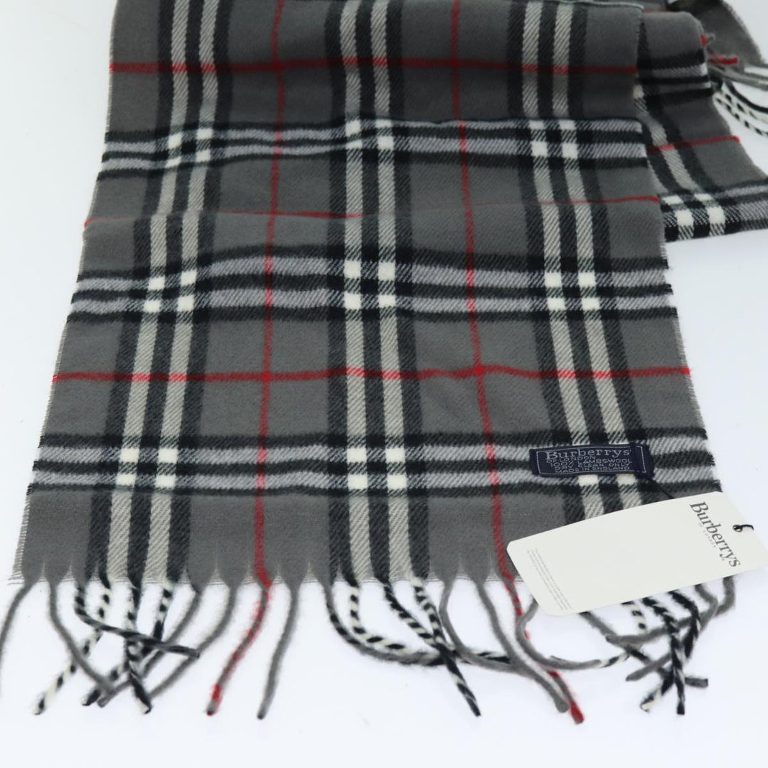 BurberrySs Nova Check Scarf Wool Gray Auth am6330