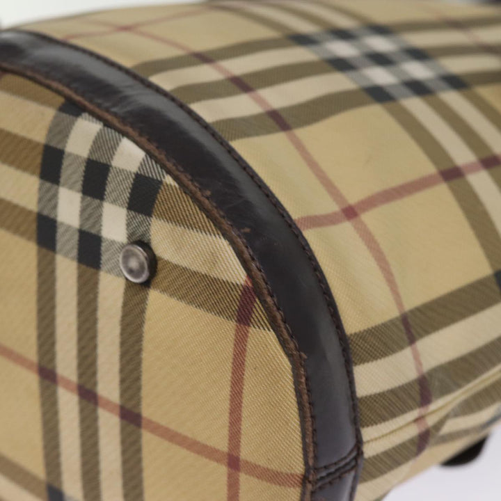 Burberry Nova Check Shoulder Bag Coated Canvas Beige Auth am6355