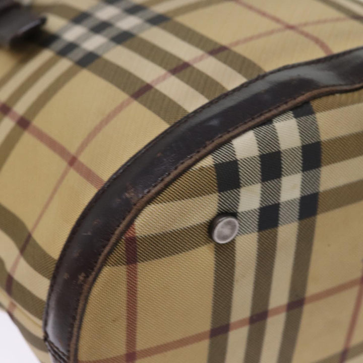 Burberry Nova Check Shoulder Bag Coated Canvas Beige Auth am6355