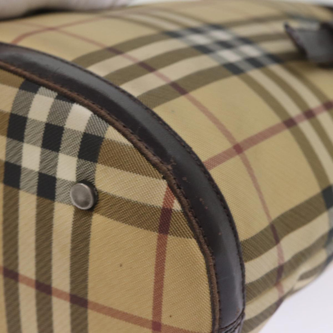 Burberry Nova Check Shoulder Bag Coated Canvas Beige Auth am6355