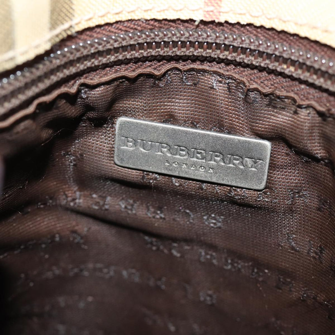 Burberry Nova Check Shoulder Bag Coated Canvas Beige Auth am6355