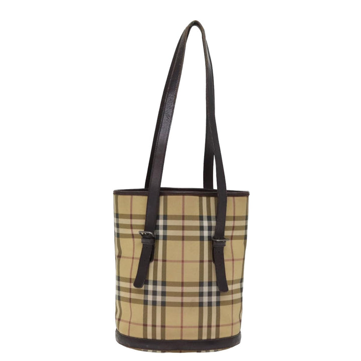 Burberry Nova Check Shoulder Bag Coated Canvas Beige Auth am6355