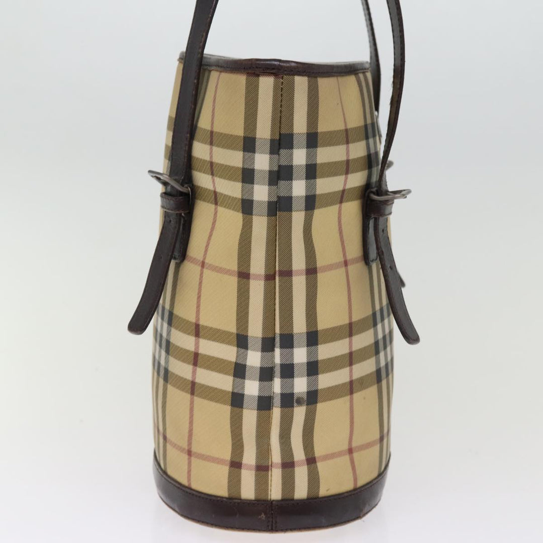 Burberry Nova Check Shoulder Bag Coated Canvas Beige Auth am6355