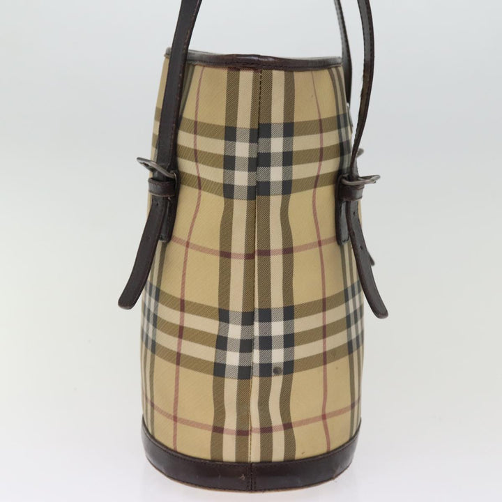 Burberry Nova Check Shoulder Bag Coated Canvas Beige Auth am6355
