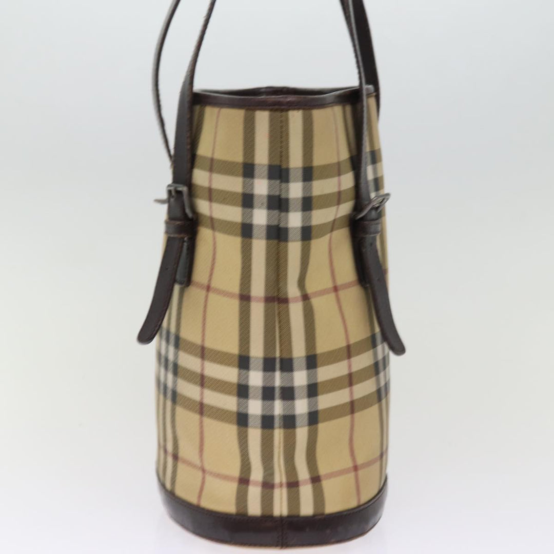 Burberry Nova Check Shoulder Bag Coated Canvas Beige Auth am6355