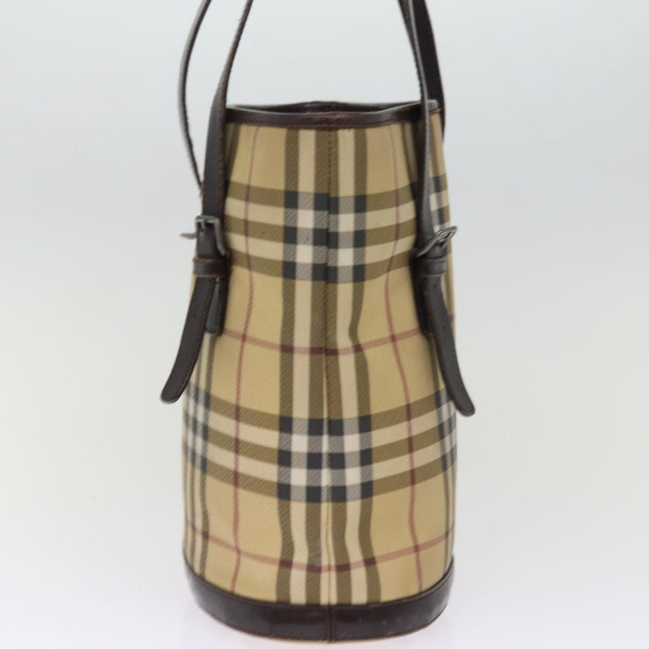 Burberry Nova Check Shoulder Bag Coated Canvas Beige Auth am6355