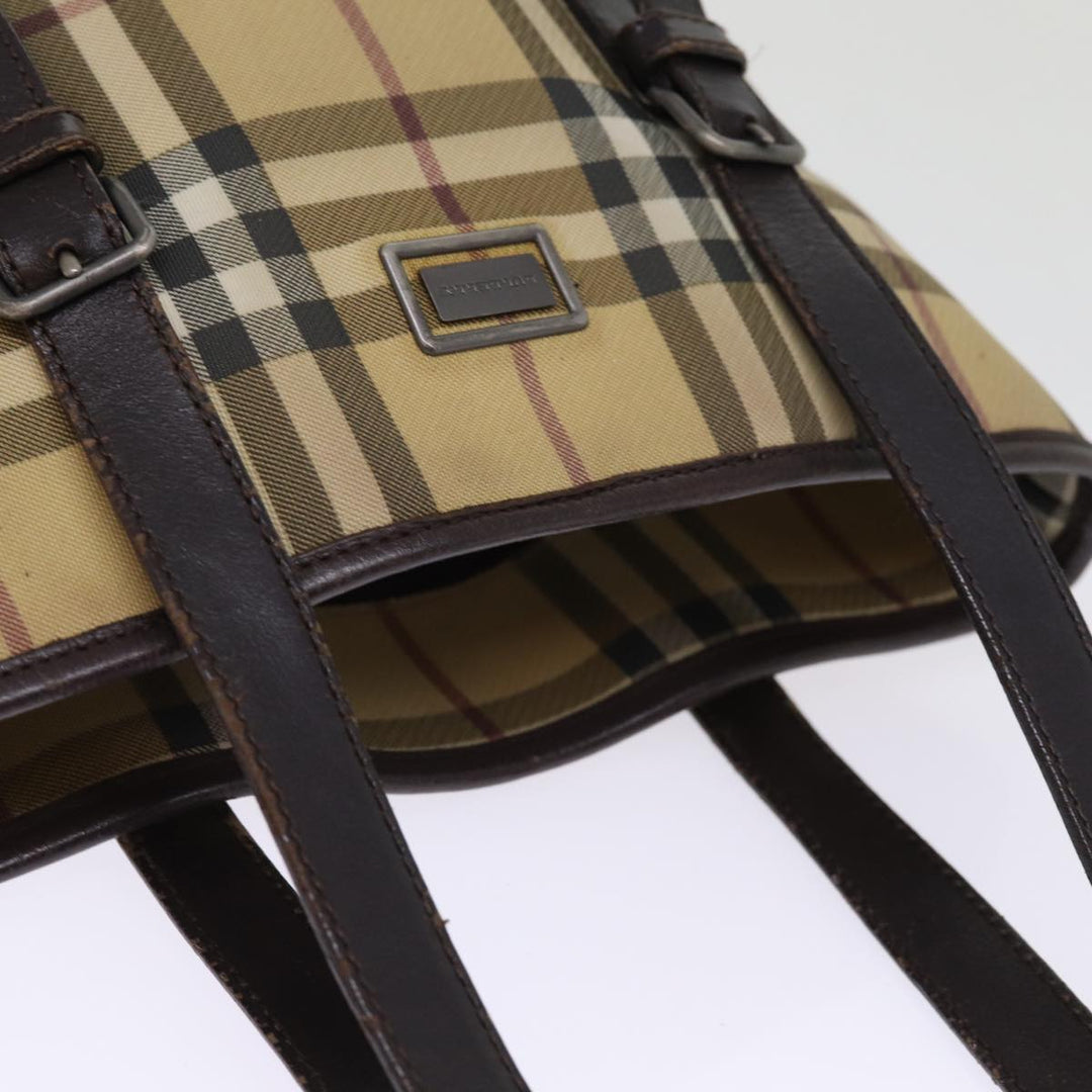 Burberry Nova Check Shoulder Bag Coated Canvas Beige Auth am6355