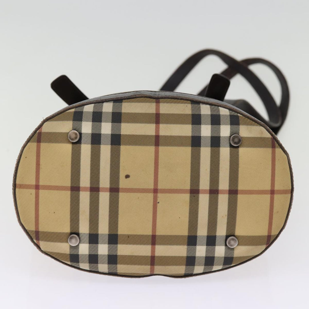 Burberry Nova Check Shoulder Bag Coated Canvas Beige Auth am6355