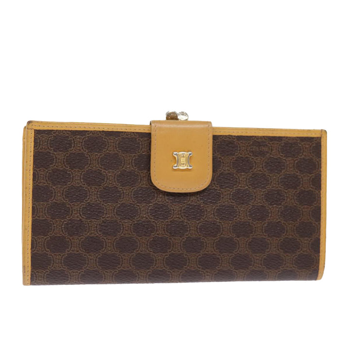 Celine Macadam Canvas Long Wallet PVC Brown Auth am6379