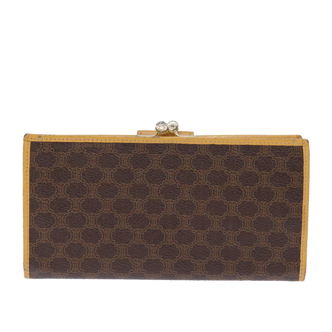 Celine Macadam Canvas Long Wallet PVC Brown Auth am6379