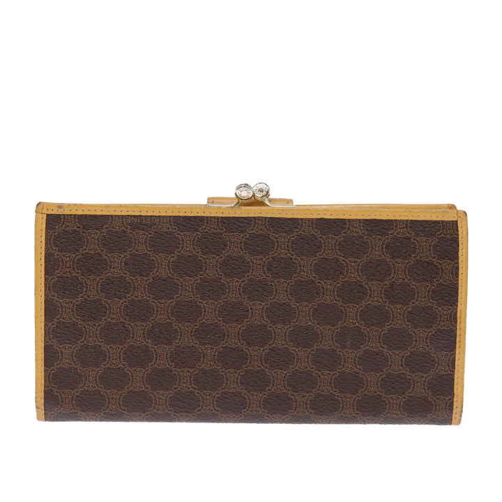 Celine Macadam Canvas Long Wallet PVC Brown Auth am6379