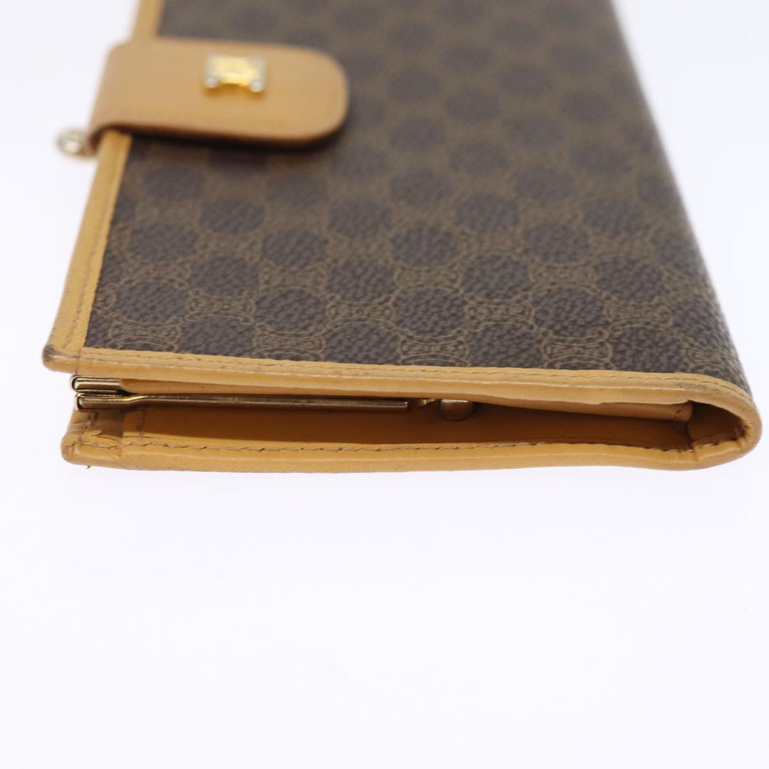 Celine Macadam Canvas Long Wallet PVC Brown Auth am6379