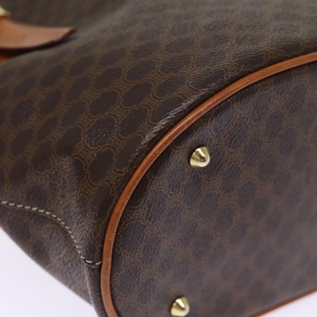 Celine Macadam Canvas Tote Bag PVC Leather Brown Auth am6400