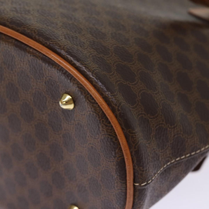 Celine Macadam Canvas Tote Bag PVC Leather Brown Auth am6400