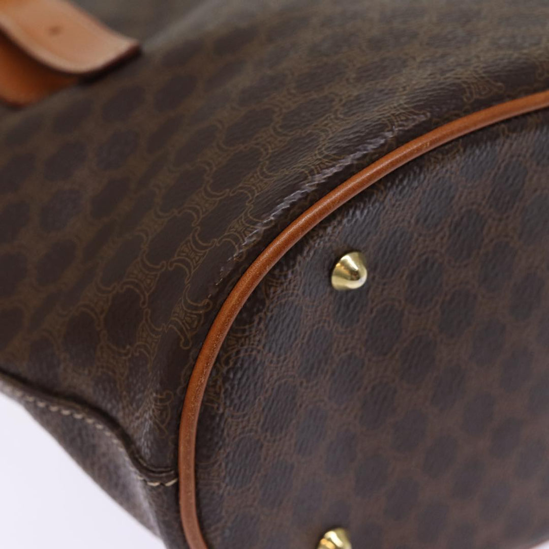 Celine Macadam Canvas Tote Bag PVC Leather Brown Auth am6400
