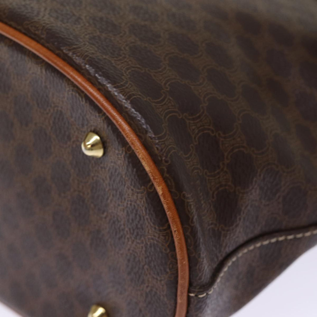 Celine Macadam Canvas Tote Bag PVC Leather Brown Auth am6400