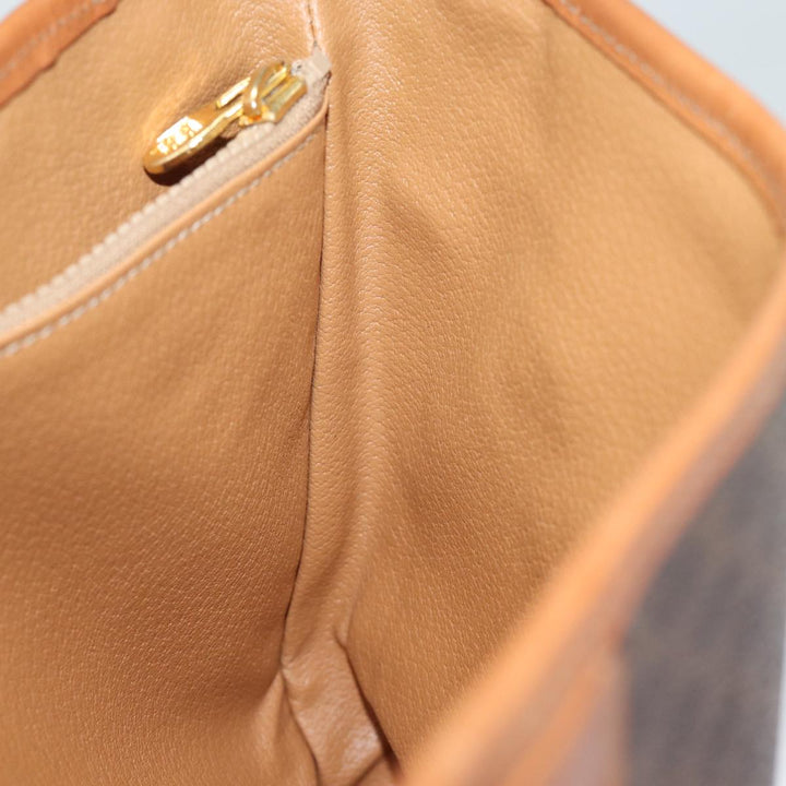 Celine Macadam Canvas Tote Bag PVC Leather Brown Auth am6400