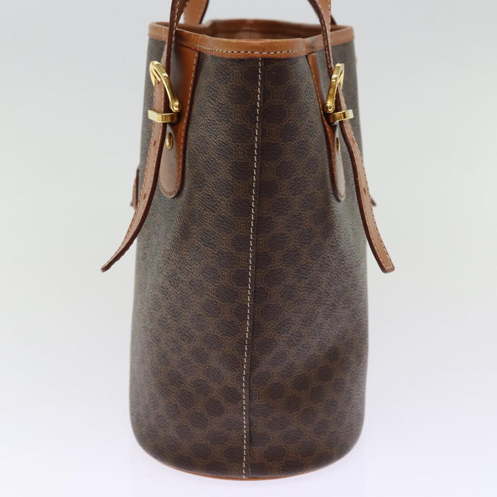 Celine Macadam Canvas Tote Bag PVC Leather Brown Auth am6400