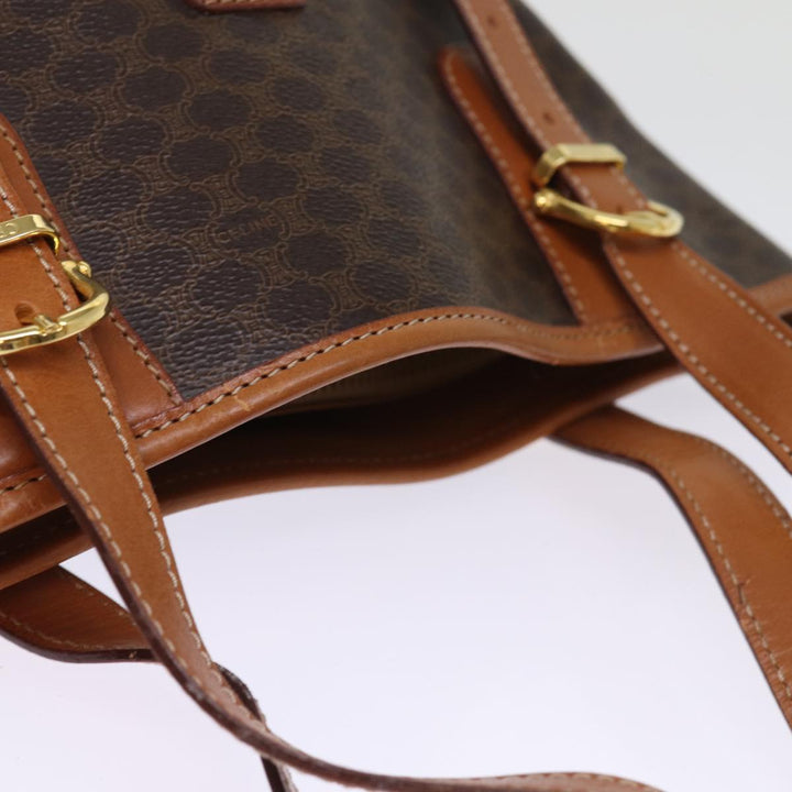 Celine Macadam Canvas Tote Bag PVC Leather Brown Auth am6400