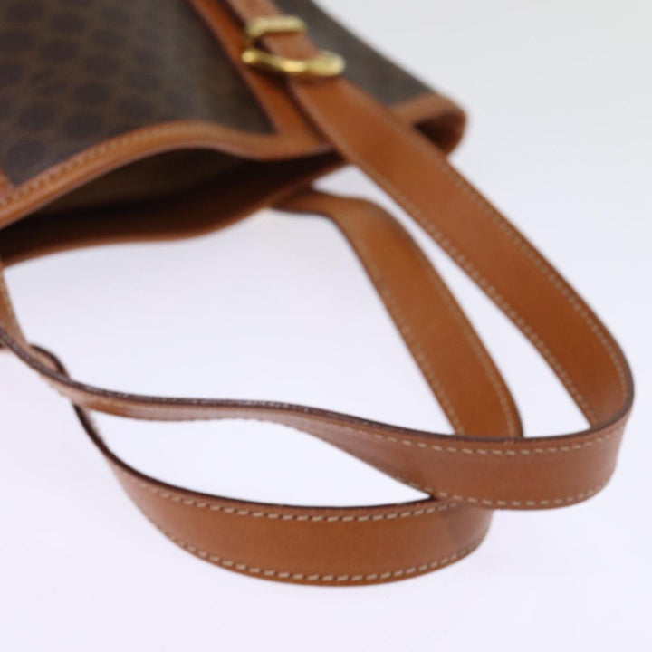 Celine Macadam Canvas Tote Bag PVC Leather Brown Auth am6400