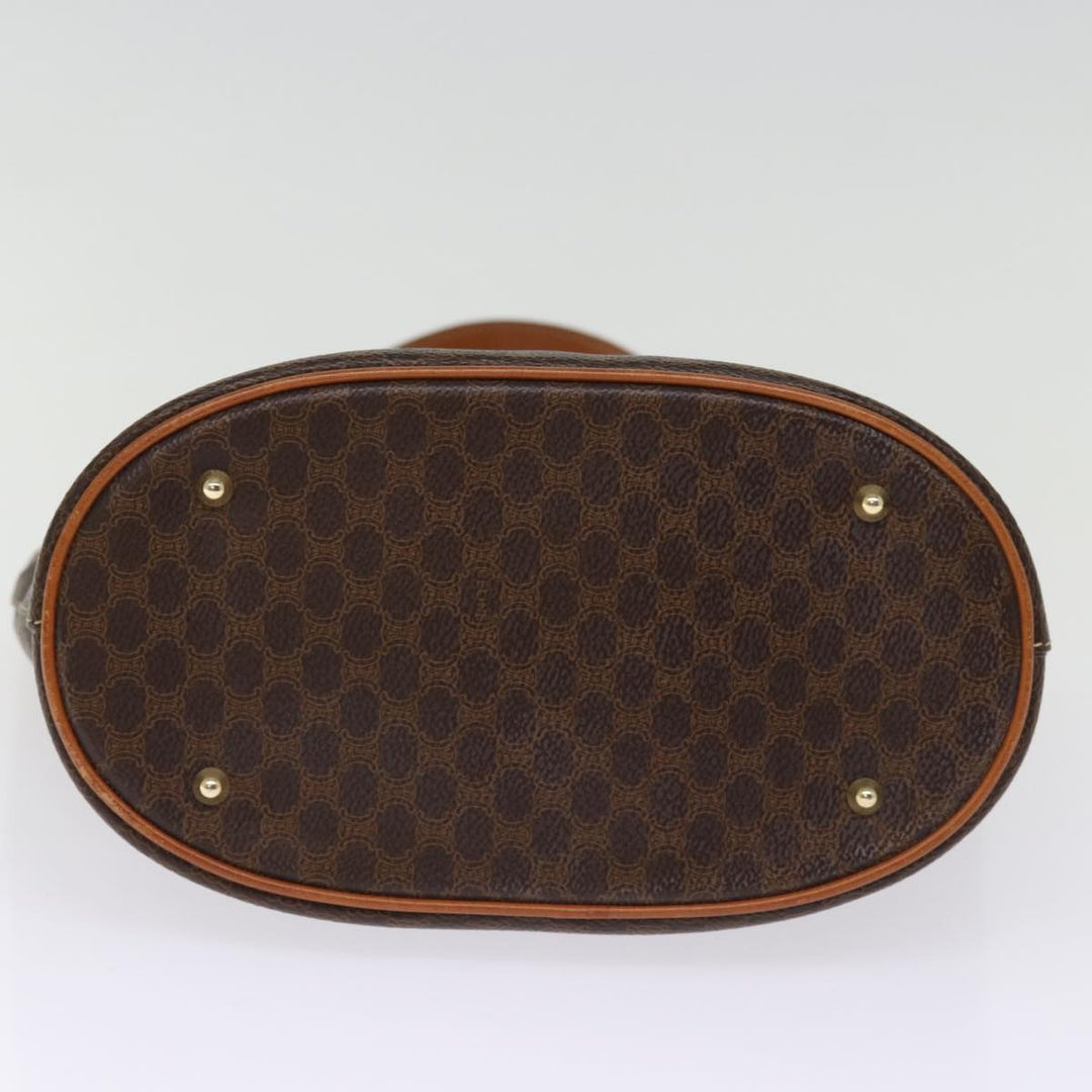 Celine Macadam Canvas Tote Bag PVC Leather Brown Auth am6400