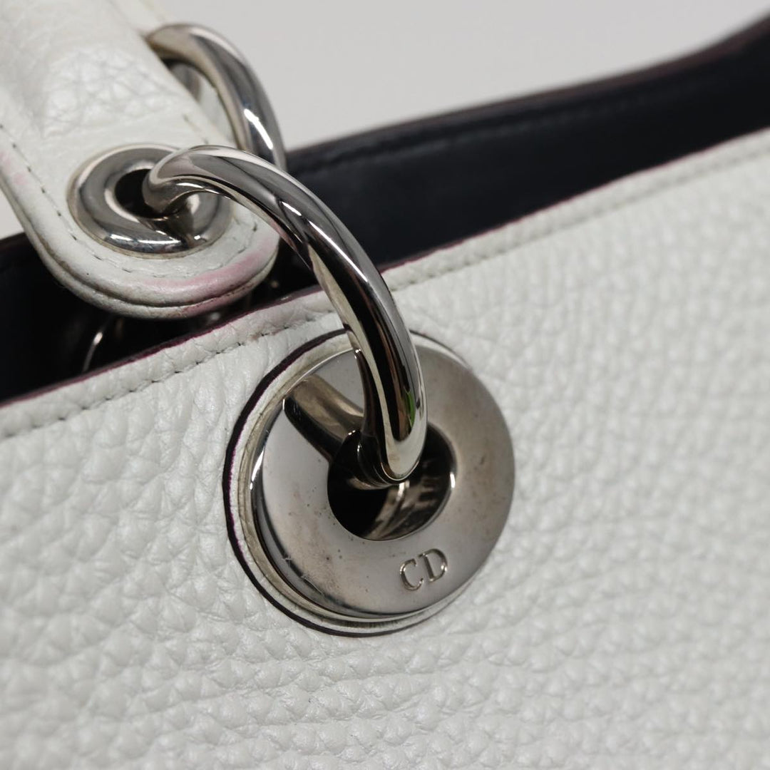 CHRISTIAN Top quality Dior Top quality Diorissimo Hand Bag Leather 2way White Auth am6412A