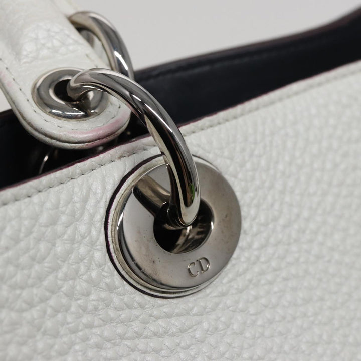CHRISTIAN Top quality Dior Top quality Diorissimo Hand Bag Leather 2way White Auth am6412A