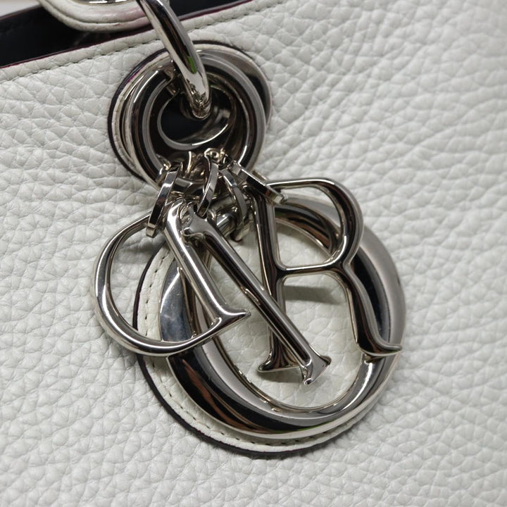 CHRISTIAN Top quality Dior Top quality Diorissimo Hand Bag Leather 2way White Auth am6412A
