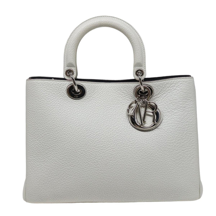 CHRISTIAN Top quality Dior Top quality Diorissimo Hand Bag Leather 2way White Auth am6412A