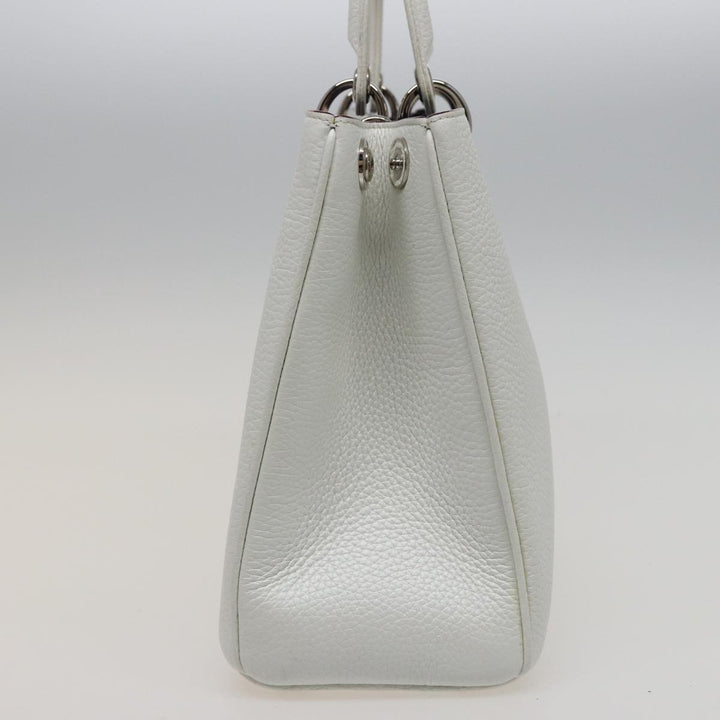 CHRISTIAN Top quality Dior Top quality Diorissimo Hand Bag Leather 2way White Auth am6412A