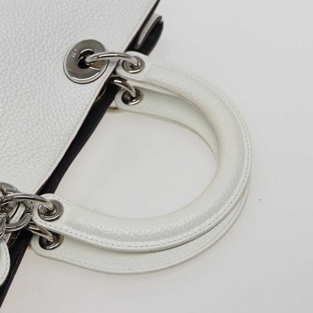 CHRISTIAN Top quality Dior Top quality Diorissimo Hand Bag Leather 2way White Auth am6412A