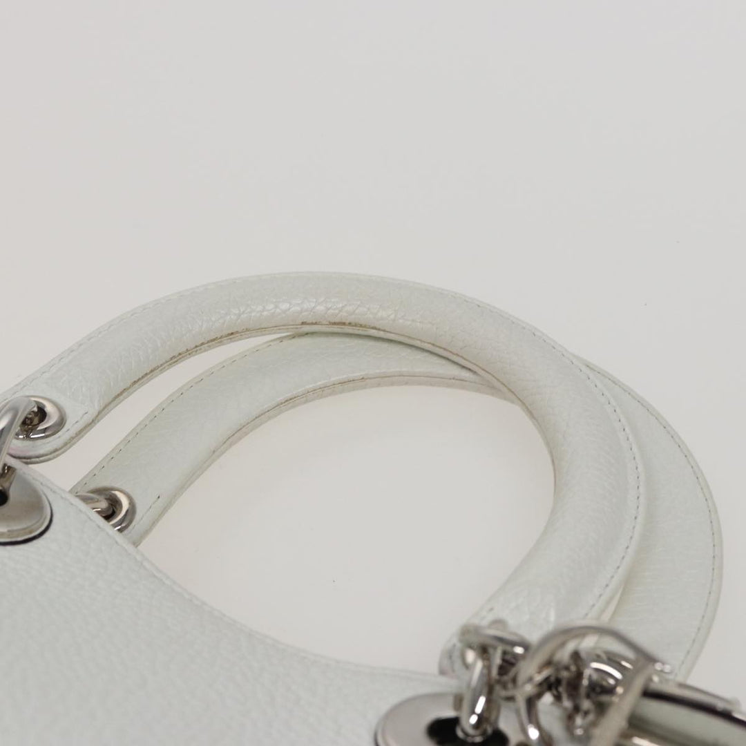CHRISTIAN Top quality Dior Top quality Diorissimo Hand Bag Leather 2way White Auth am6412A