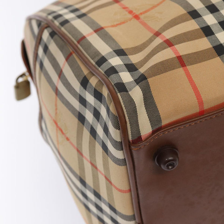 BurberrySs Nova Check Boston Bag Canvas Beige Auth am6446