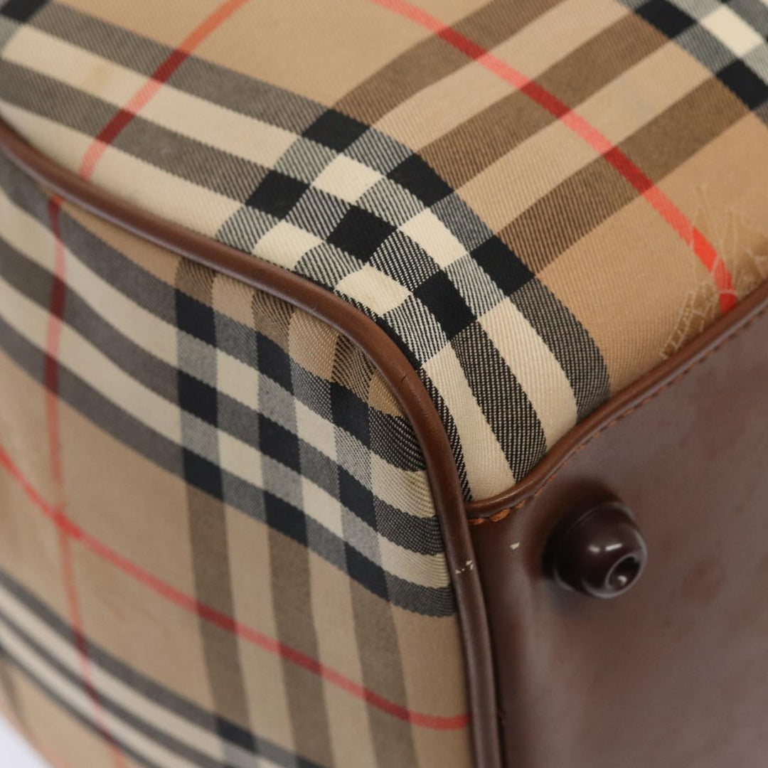 BurberrySs Nova Check Boston Bag Canvas Beige Auth am6446