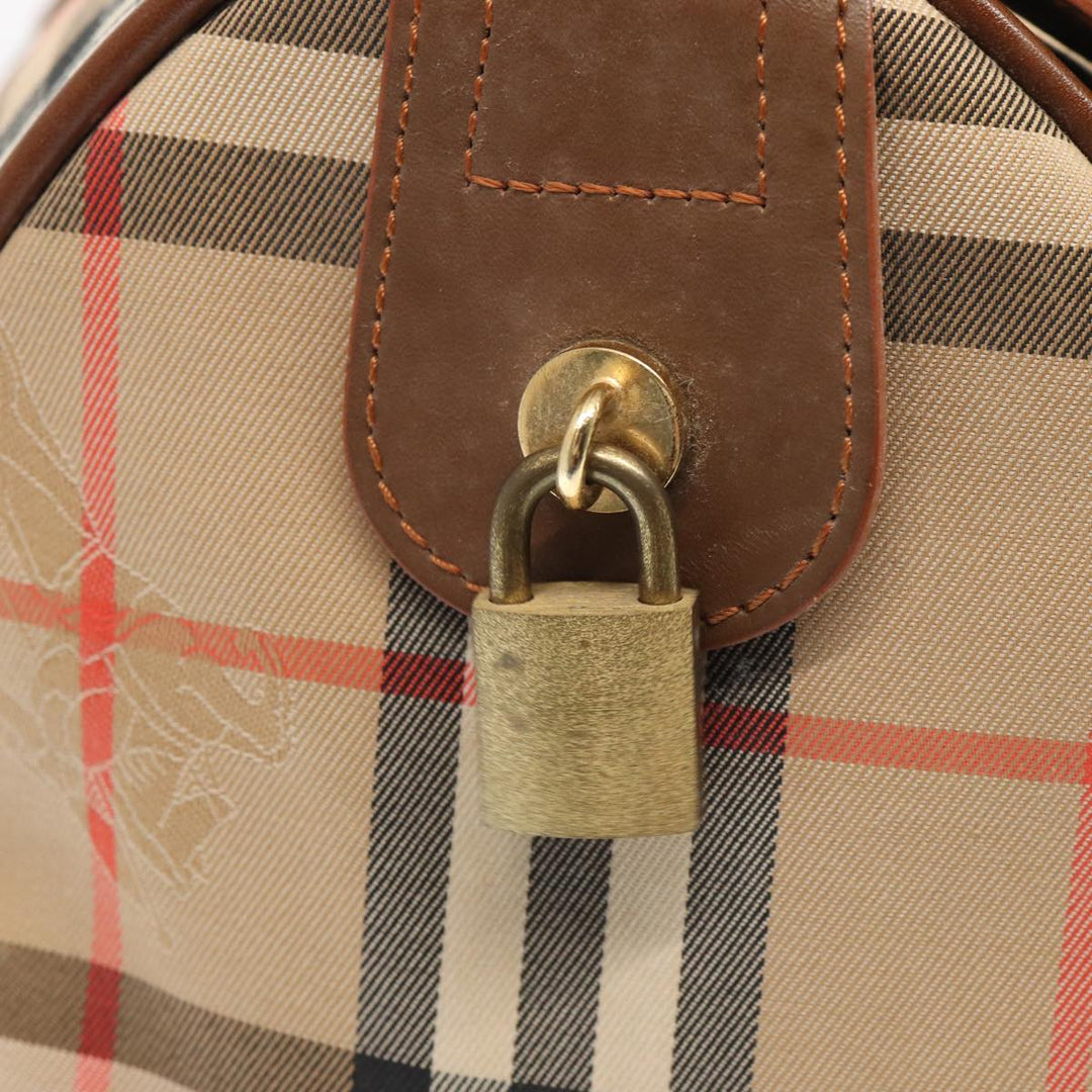 BurberrySs Nova Check Boston Bag Canvas Beige Auth am6446