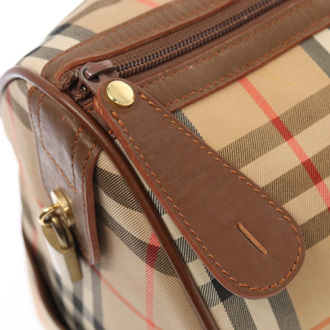 BurberrySs Nova Check Boston Bag Canvas Beige Auth am6446