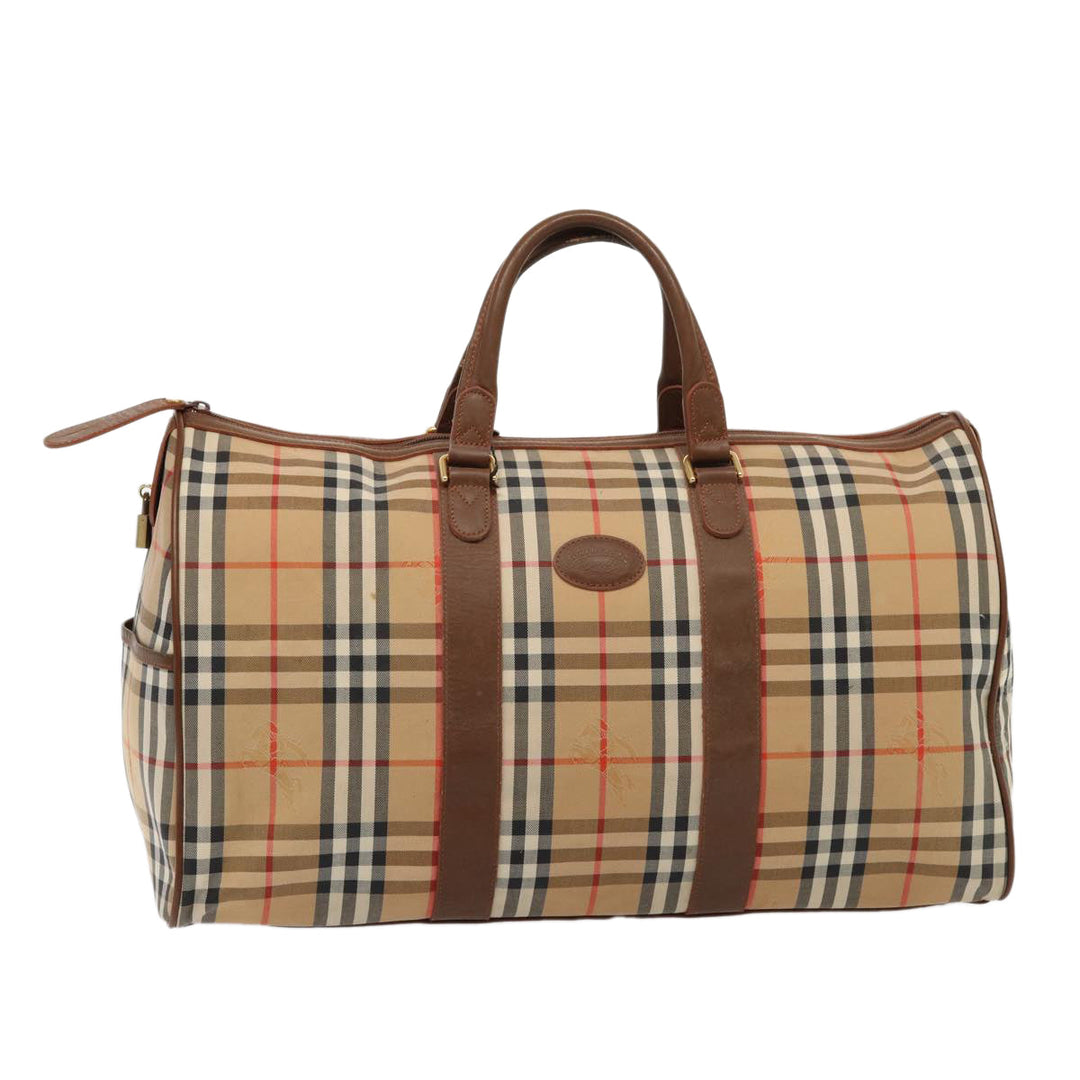 BurberrySs Nova Check Boston Bag Canvas Beige Auth am6446