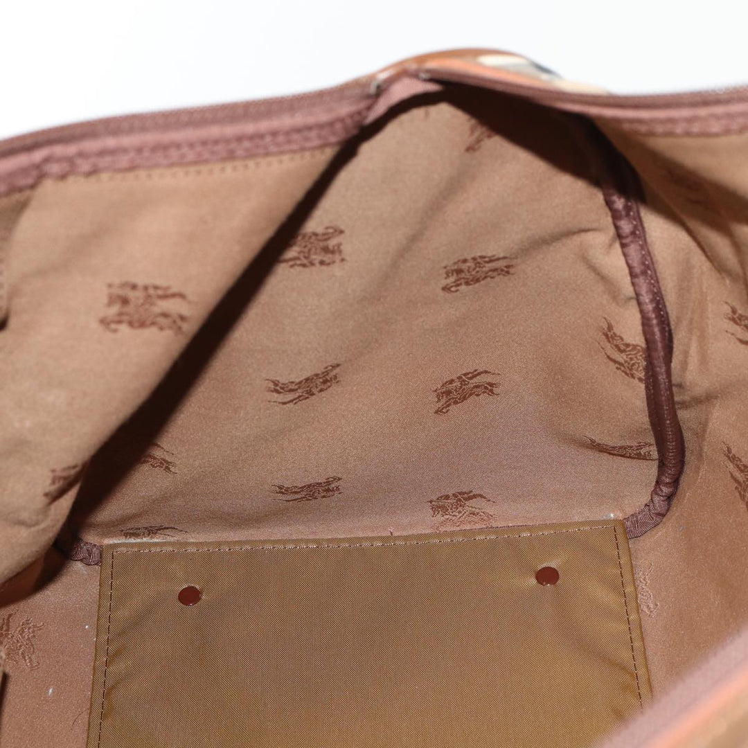 BurberrySs Nova Check Boston Bag Canvas Beige Auth am6446