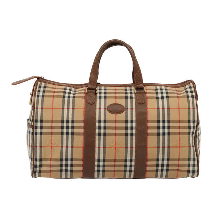 BurberrySs Nova Check Boston Bag Canvas Beige Auth am6446