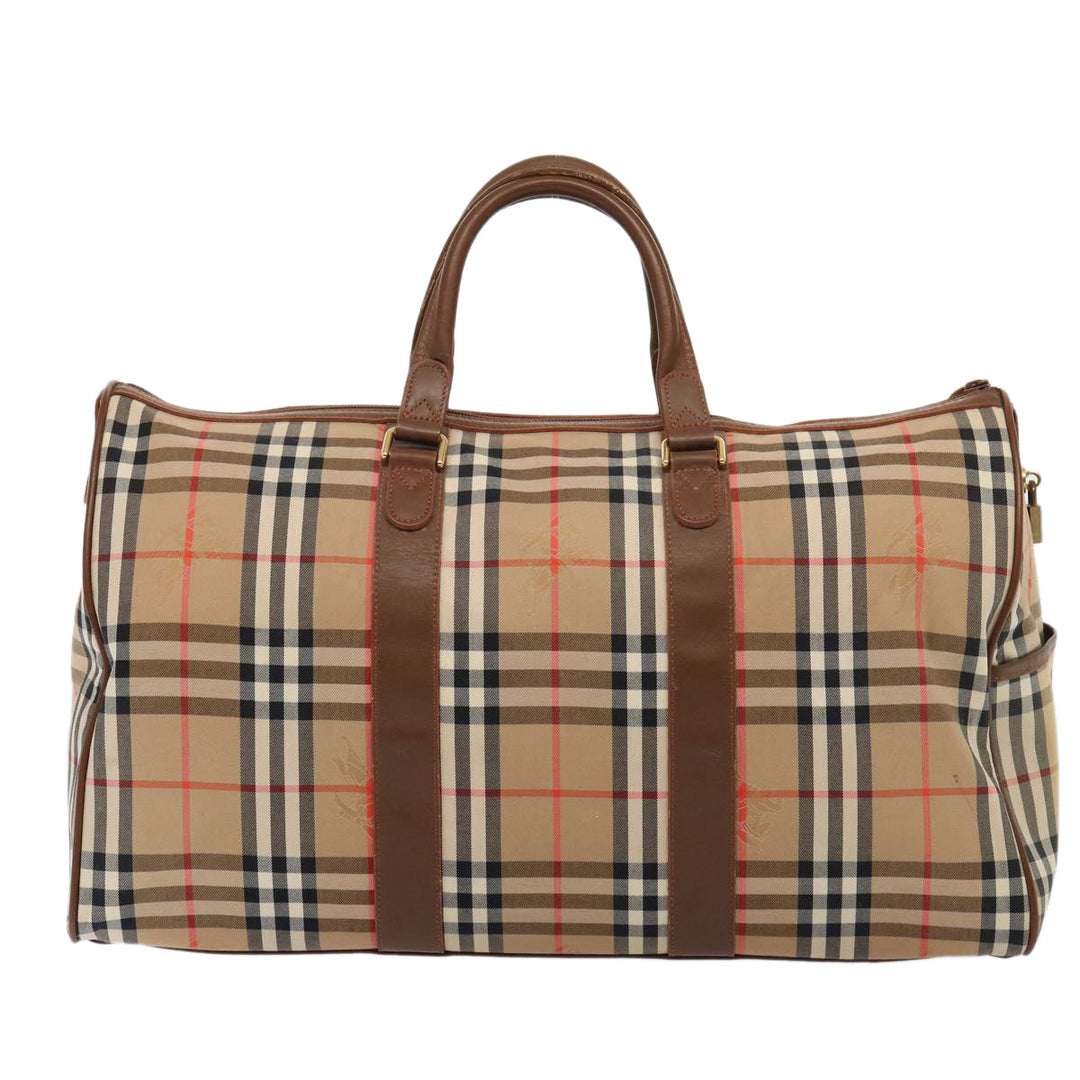BurberrySs Nova Check Boston Bag Canvas Beige Auth am6446