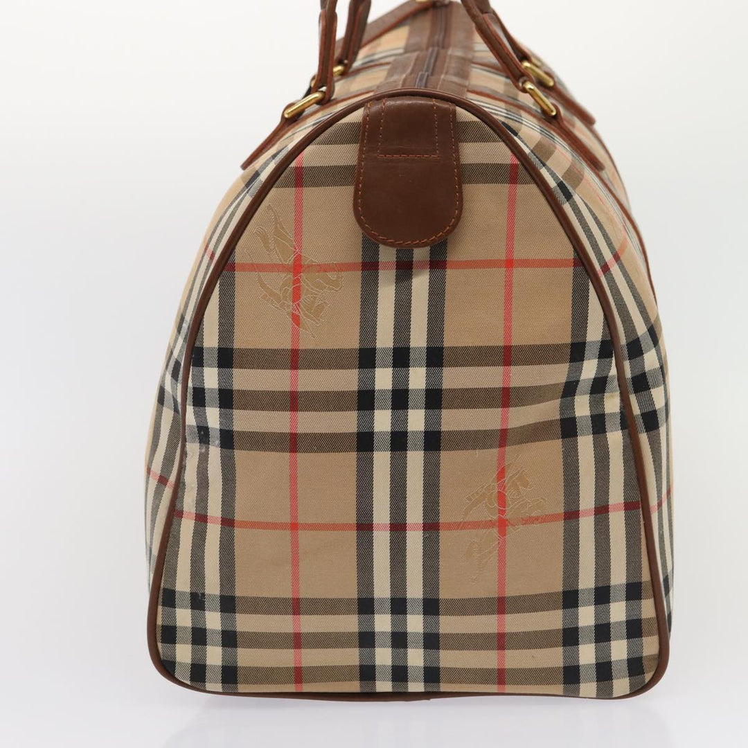 BurberrySs Nova Check Boston Bag Canvas Beige Auth am6446